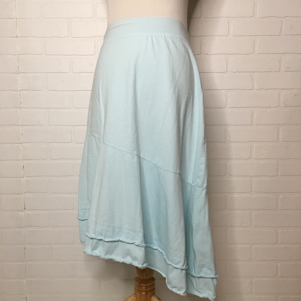 Fresh Produce Asymmetrical Light Blue Midi Skirt